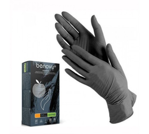 Перчатки нитриловые черные BENOVY S упаковка/100 шт.