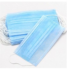 Маски из нетканых материалов 3-х слойные голубые 10шт в пакетике