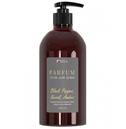 Парфюмированный гель для душа. BLACK PEPPER, NEROLI, AMBER. 500 мл Milv