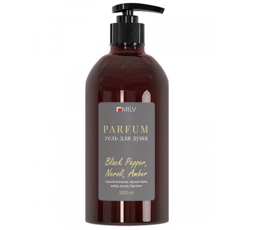 Парфюмированный гель для душа. BLACK PEPPER, NEROLI, AMBER. 500 мл Milv