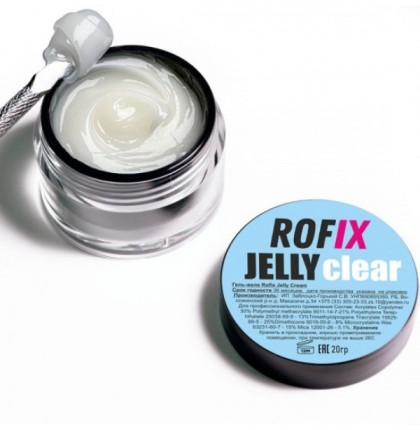 ROFIX Гель-желе бесцветный для наращивания ногтей Jelly Clear, 20гр