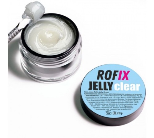 ROFIX Гель-желе бесцветный для наращивания ногтей Jelly Clear, 20гр