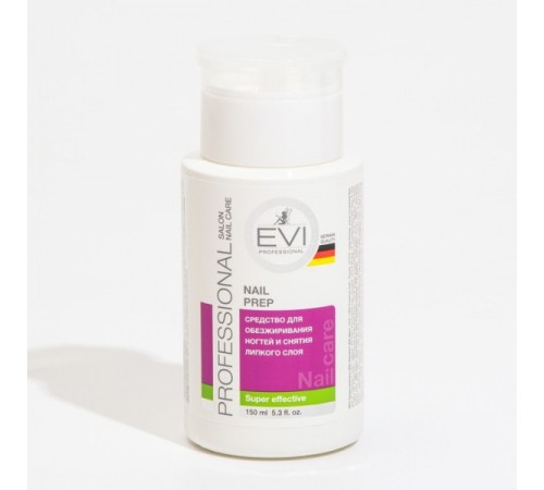 Средство для обезжиривания ногтей и снятия липкого слоя EVI PROFESSIONAL 3 в 1 с помпой-дозатором, 150 мл