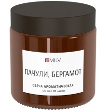 Свеча ароматическая "ПАЧУЛИ, БЕРГАМОТ". 100 мл Milv
